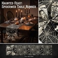 thumbnail image 1 of 13x70 Inch Halloween Spiderweb Pattern Table Runner, Gothic Bat Spider Print Table Cover, Holiday Decorative Table Linen for Halloween Dinner Party Home Decor, 1 of 8