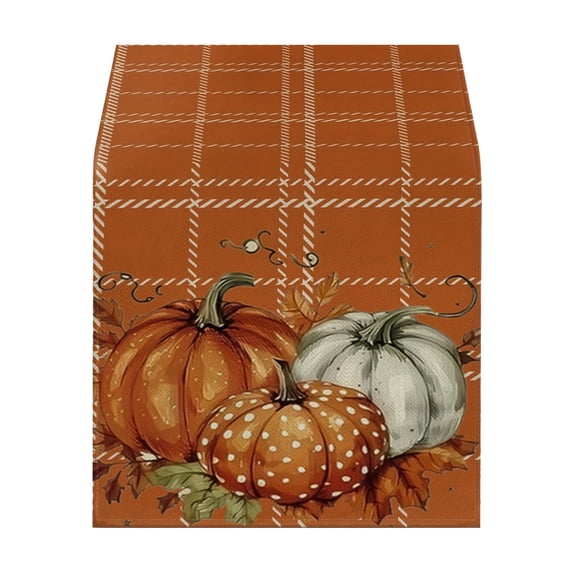 13x72 Inch Fall Table Runner – Thanksgiving Harvest Pumpkin & Maple Leaf Design for Home, Kitchen, Dining, and Party Decoration