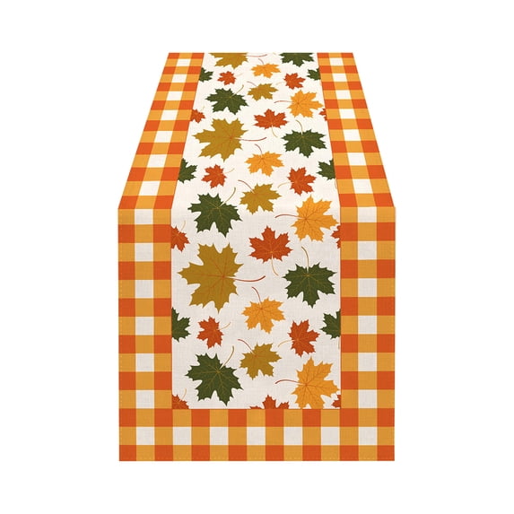13x72 Inch Fall Table Runner Thanksgiving Harvests Table Runner Autumns Pumpkin Maple Leaf Runners for Home Kitchen Dining Party Decoration