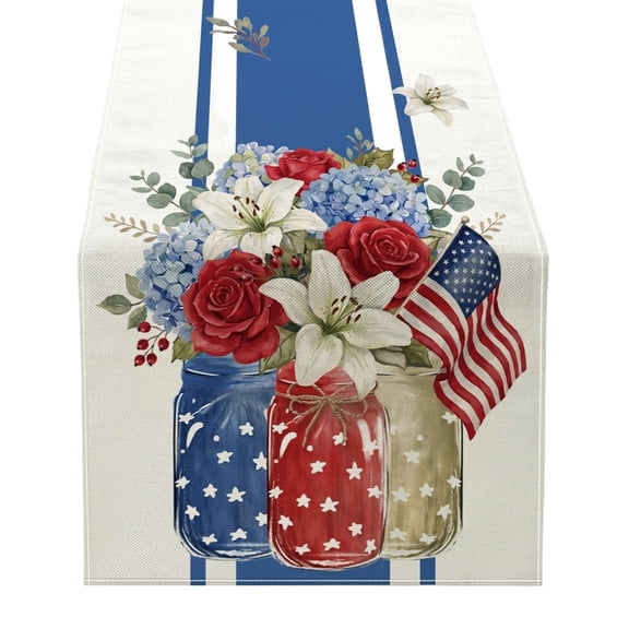 13x72 Inch Firework Pattern Table Runner Festive Home Decor for Living Room Dining Table Kitchen Counter Party Favor Idea
