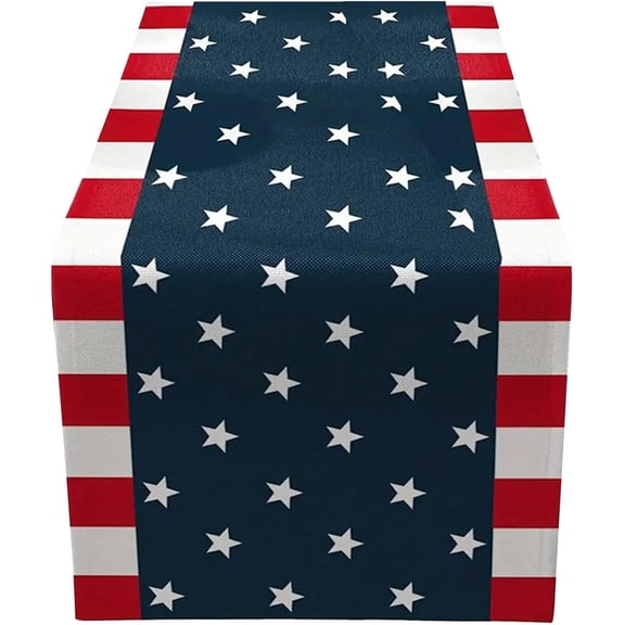 13x72 Inch Patriotic Table Runner 4th of July Decorations Red White and Blue Stars and Stripes Table Runners Independence Day Party Supplies for Memorial Day American Summer Holiday Kitchen Decor