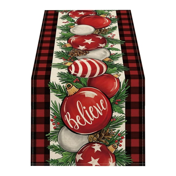 13x72 in Christmas Table Runner – Festive Polyester Table Decoration for Kitchen, Dining, Birthday, or Holiday Parties, Reusable Home Decor Accent