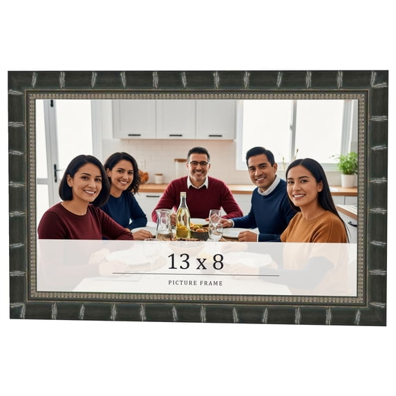 13x8 Frame Black Bamboo Solid Wood Picture Frame Width 1.5 Inches | Interior Frame Depth 0.5 Inches
