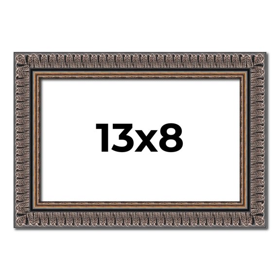 13x8 Frame Black Feather Payton Ornate Solid Wood Picture Frame Width 1.75 Inches | Interior Depth