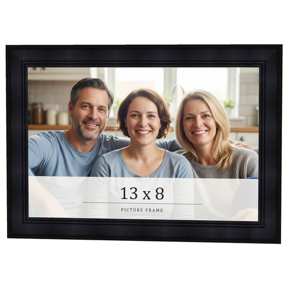 13x8 Frame Black Passaggi Solid Wood Picture Frame Width 1.5 Inches | Interior Frame Depth 0.5