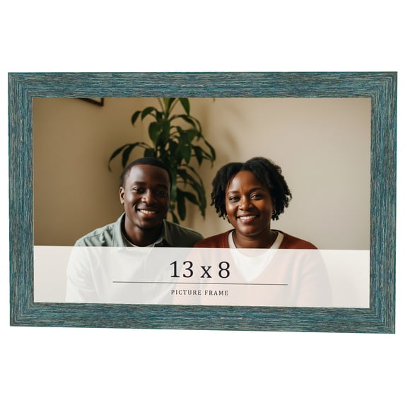 13x8 Frame Blue Rustic Barnwood Solid Wood Picture Frame Width 1.25 Inches | Interior Depth 0.5