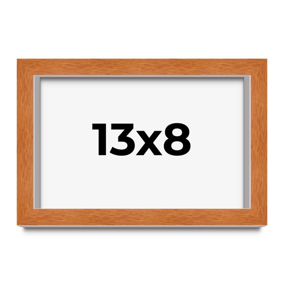 13x8 Shadow Box Frame Brown | 0.875 Inches Deep Real Wood Contemporary Shadowbox Display Frame | UV