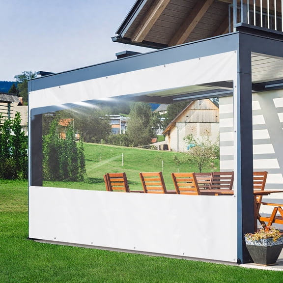 13x8FT Clear Waterproof Tarp Tarpaulin with Grommets, PVC Heavy Duty Outdoor Garden Rainproof Covering,Transparent Waterproof Tarpaulin Tarp Cover for Henhouse Porch Canopy Plant Camping,White