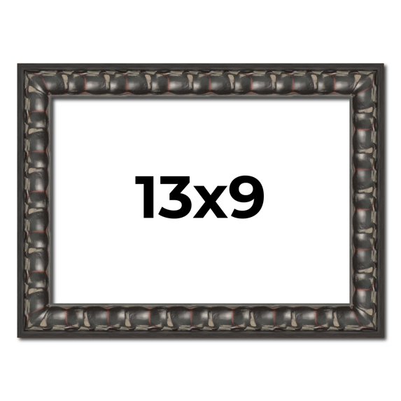 13x9 Frame Black-Brown Medieval Solid Wood Picture Frame | 1.5 Inch Moulding Width | Gotham Beveled