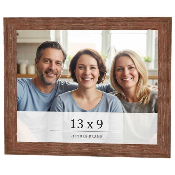 13x9 Frame Brown Farmhouse Solid Wood Picture Frame Width 1.5 Inches | Interior Frame Depth 0.5