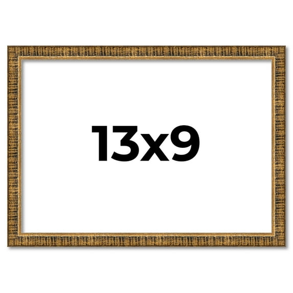 13x9 Frame Gold Kingsley Distressed Solid Wood Picture Frame Width 0.75 Inches | Interior Frame