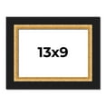 thumbnail image 1 of 13x9 Frame Gold Real Wood Picture Frame Width 2.25 Inches | Interior Frame Depth 0.5 Inches |, 1 of 8
