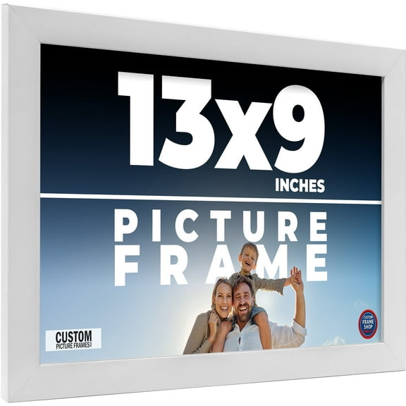 13x9 Frame White Solid Wood Picture Frame Includes UV Acrylic Shatter Guard Front, Acid Free Foam