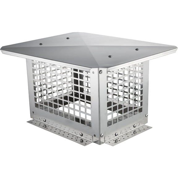 13x9 Inch 304 Stainless Steel Chimney Cap Fireplace Cover Easy Installation Anti Topple Mesh Flue Cover for Clay Flue Shingles Silver