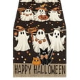 thumbnail image 1 of 13x90 Halloween Table Runner, Large Flannel Party Mat, Extra Long Soft Ghost Pumpkin Print Dining Cover for Holiday Kitchen Buffet Decoration, 1 of 3