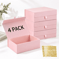 13x9x4 Inch Pink 4-Pack Magnetic Gift Boxes with Stickers and Filler ...