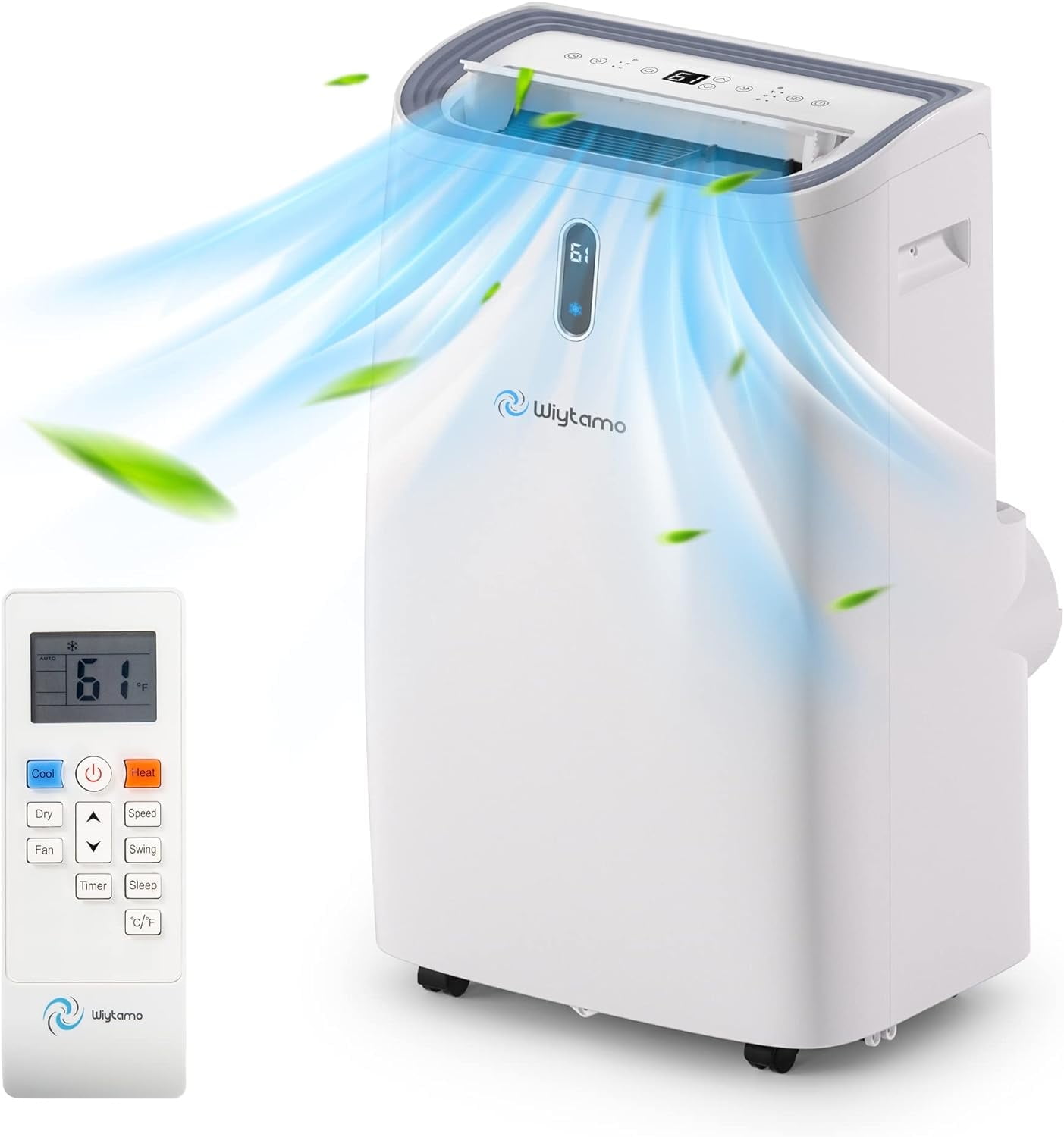 14,000 BTU Portable Air Conditioners for Rooms Up to 700 Sq.Ft, 4-in-1 Portable AC Unit, Heat, Dehumidifier & Fan with Remote Control, Auto Swing, LED Display