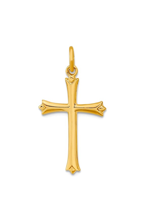 14.04mm 925 Sterling Silver Gold Plated With Pointed Ends Religious Faith Cross Pendant Necklace Pendant for Women