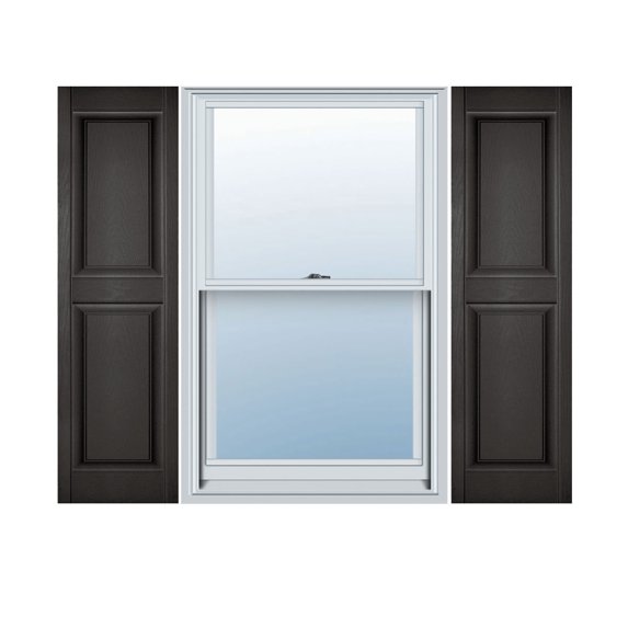 14 1/2"W X 86"H Lifetime Vinyl, Custom Two Equal Panels, Raised Panel Shutters, W/Shutter-Loks (Per Pair), Musket Brown