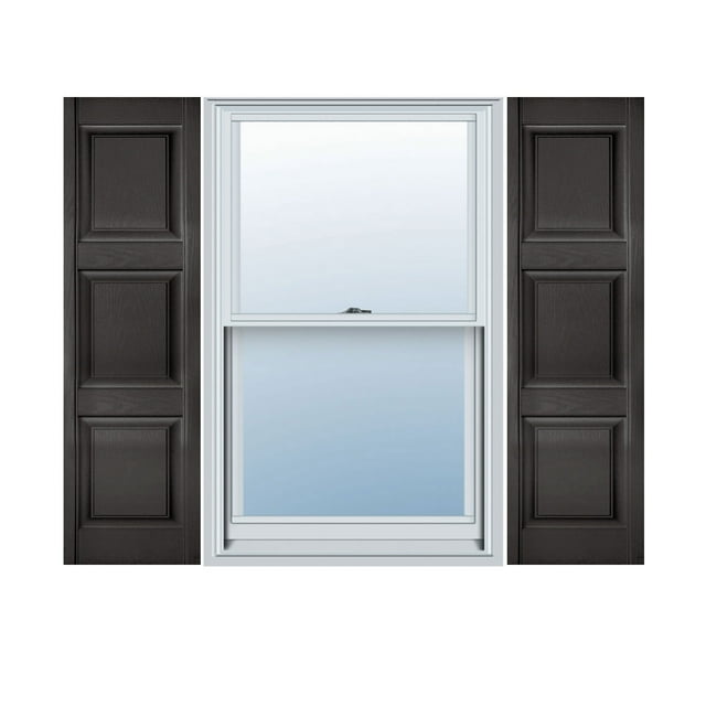 14 1/2"W x 33"H Lifetime Vinyl, Custom Three Equal Panel, Raised Panel Shutters, Tuxedo Grey