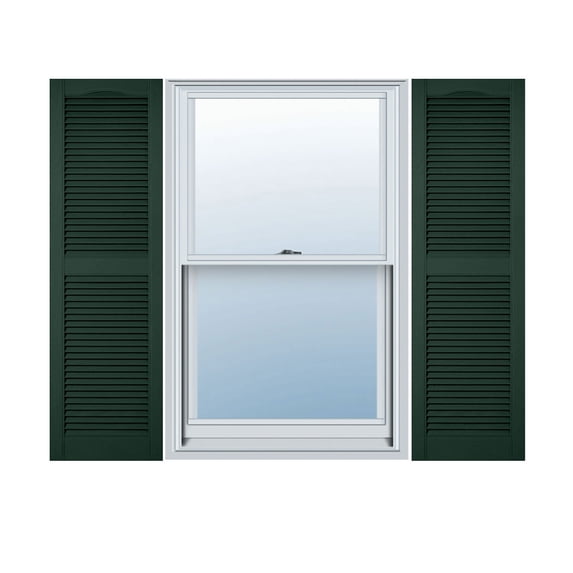 14 1/2"W x 43"H Mid-America Vinyl, Standard Size Cathedral Top Center Mullion, Open Louver Shutter, w/Installation Shutter-Lok's & Matching Screws, 122 - Midnight Green