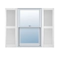 thumbnail image 1 of 14 1/2"W x 46"H Lifetime Vinyl, Custom Straight Top Center Mullion, Open Louver Shutters, w/Shutter-Loks (Per Pair), Bright White, 1 of 15