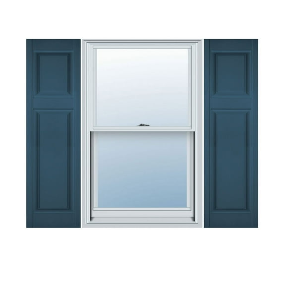 14 1/2"W x 48"H Lifetime Vinyl, Custom Offset Panel, Raised Panel Shutters, w/Shutter-Loks (Per Pair), Classic Blue