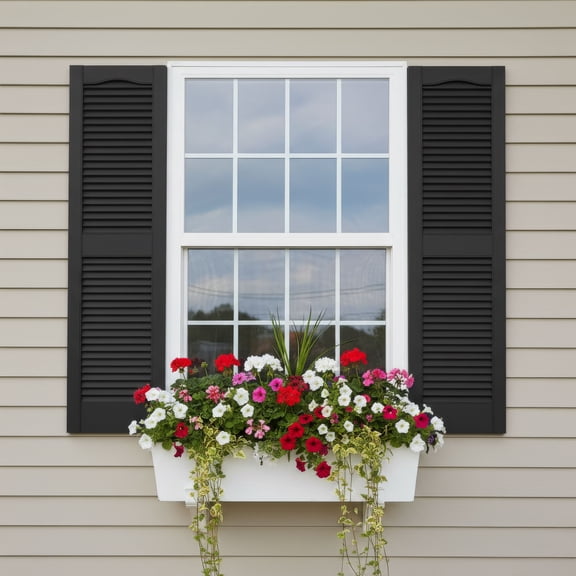 14 1/2"W x 55"H EverColor Open Louver Shutters, w/Installation Shutter-Lok's & Matching Screws (Per Pair), Black