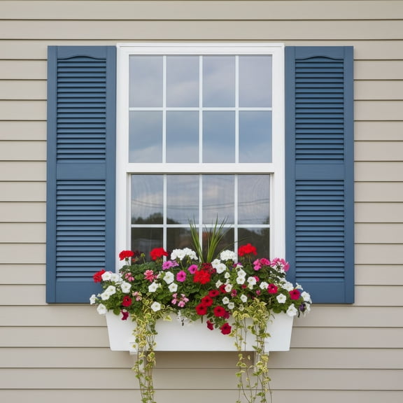 14 1/2"W x 55"H EverColor Open Louver Shutters, w/Installation Shutter-Lok's & Matching Screws (Per Pair), Classic Blue