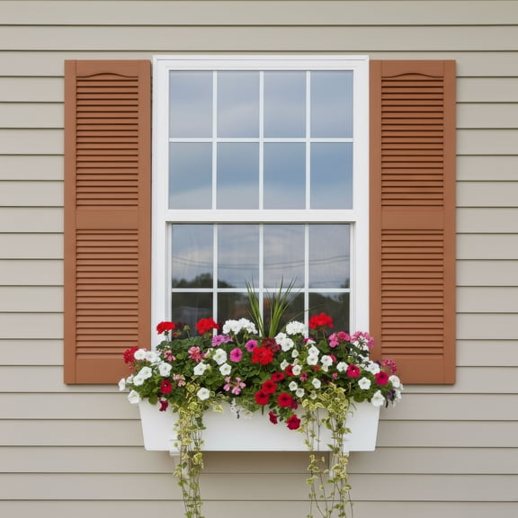 14 1/2"W x 55"H EverColor Open Louver Shutters, w/Installation Shutter-Lok's & Matching Screws (Per Pair), Treated Cedar