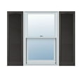 thumbnail image 1 of 14 1/2"W x 59"H Lifetime Vinyl, Custom Cathedral Top All Louver, Open Louver Shutters, w/Shutter-Loks (Per Pair), Musket Brown, 1 of 15