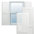 thumbnail image 1 of 14 1/2"W x 63"H Lifetime Vinyl, TailorMade Cathedral Top Center Mullion, Open Louver Shutters, w/Shutter-Loks (Per Pair), Bright White, 1 of 7