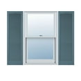thumbnail image 1 of 14 1/2"W x 69"H Lifetime Vinyl, Custom Cathedral Top All Louver, Open Louver Shutters, w/Shutter-Loks (Per Pair), Wedgewood Blue, 1 of 15