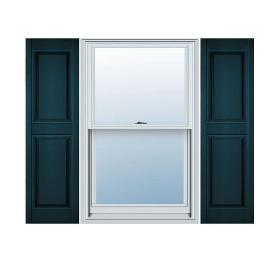 14 1/2"W x 83"H Lifetime Vinyl, Custom Two Equal Panels, Raised Panel Shutters, Midnight Blue