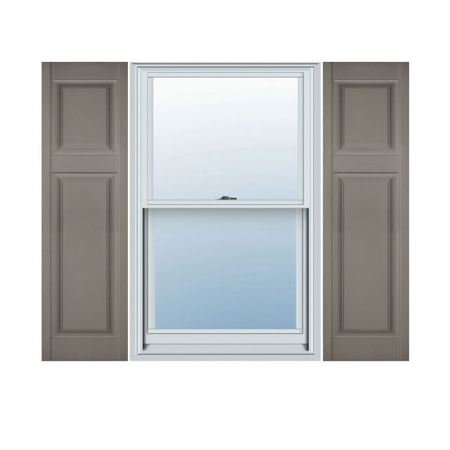 14 1/2"W x 85"H Lifetime Vinyl, Custom Offset Panel, Raised Panel Shutters, Clay
