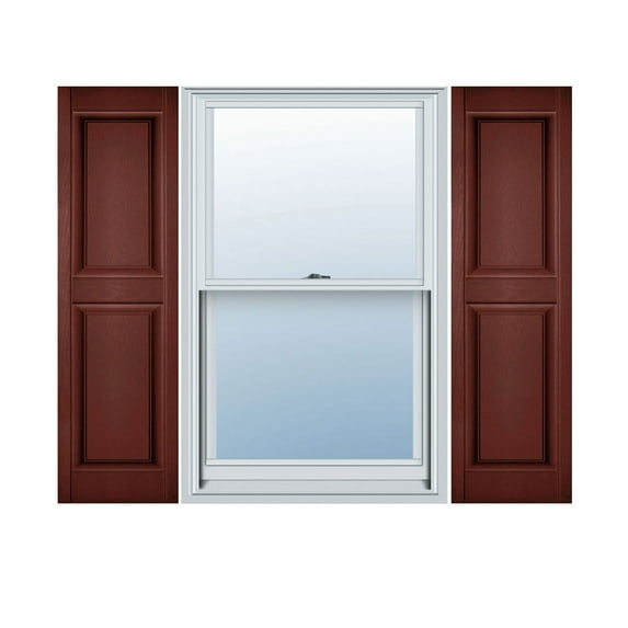 14 1/2"W x 88"H Lifetime Vinyl, Custom Two Equal Panels, Raised Panel Shutters, w/Shutter-Loks (Per Pair), Burgundy Red