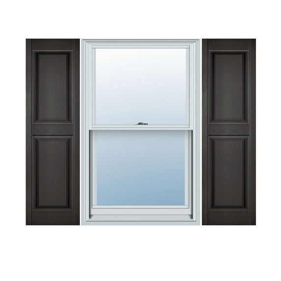 14 1/2"W x 90"H Lifetime Vinyl, Custom Two Equal Panels, Raised Panel Shutters, Tuxedo Grey