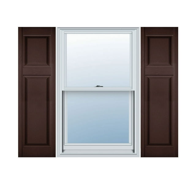 14 1/2"W x 94"H Lifetime Vinyl, Custom Offset Panel, Raised Panel Shutters, Federal Brown