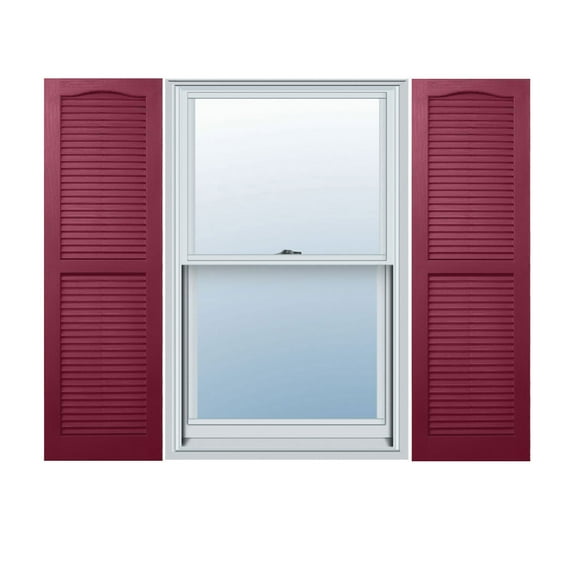 14 1/2" x 25" Builders Choice Vinyl Open Louver Window Shutters, w/Shutter Spikes & Screws (Per Pair), Berry Red