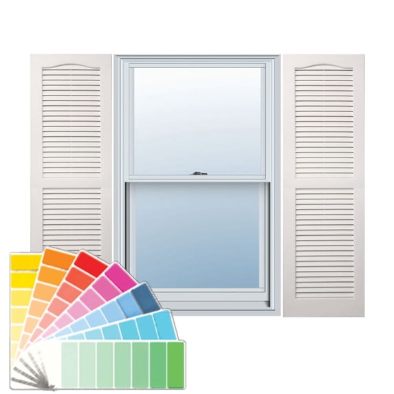 14 1/2" x 35" Builders Choice Vinyl Open Louver Window Shutters, w/Shutter Spikes & Screws (Per Pair), Paintable