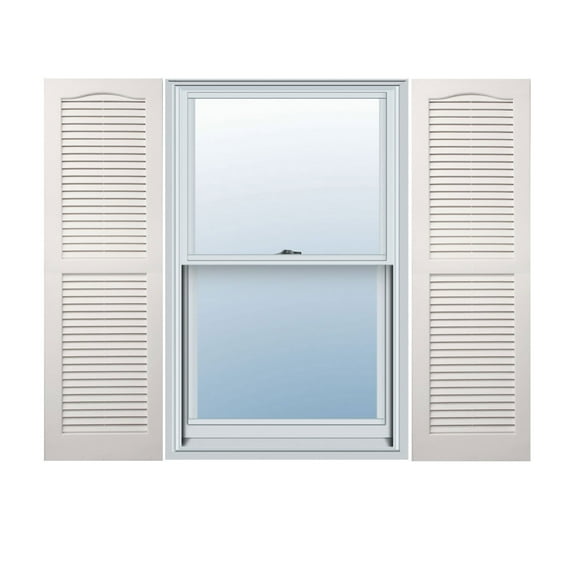 14 1/2" x 51" Builders Choice Vinyl Open Louver Window Shutters, w/Shutter Spikes & Screws (Per Pair), White