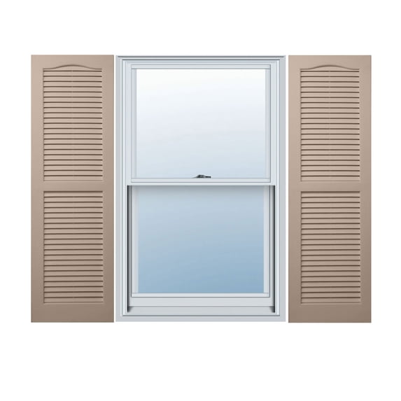 14 1/2" x 66" Builders Choice Vinyl Open Louver Window Shutters, w/Shutter Spikes & Screws (Per Pair), Sandstone