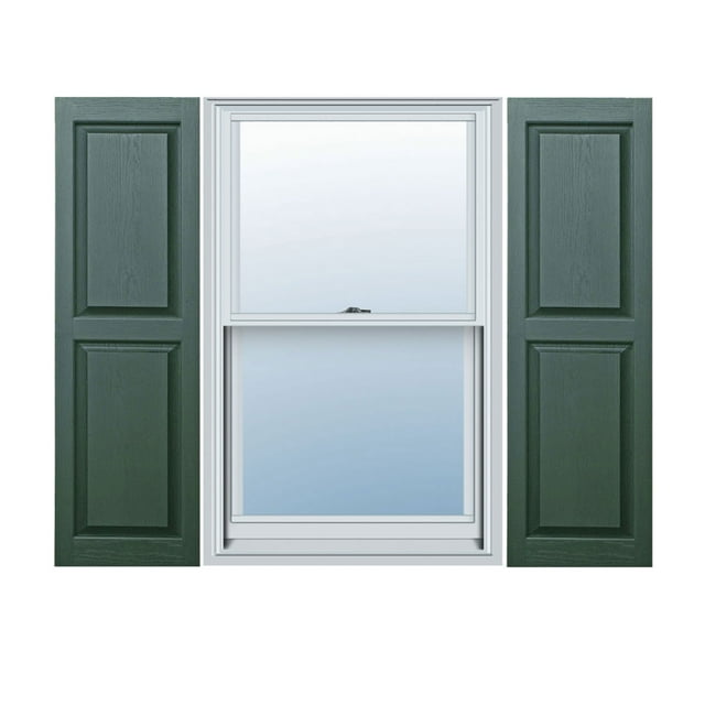 14 1/2" x 74" Builders Choice Vinyl Raised Panel Window Shutters, w/Shutter Spikes & Screws (Per Pair), Pine Green