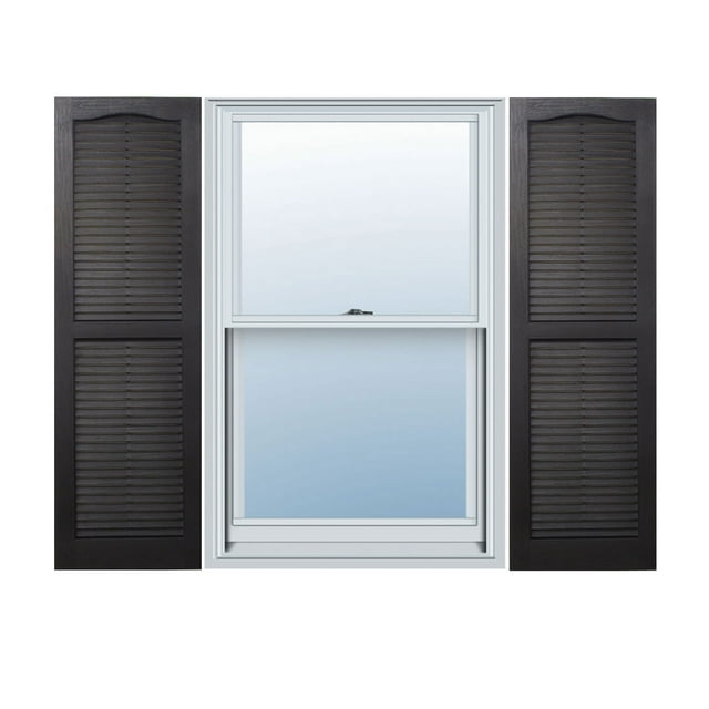 14 1/2" x 80" Builders Choice Vinyl Open Louver Window Shutters, w/Shutter Spikes & Screws (Per Pair), Black