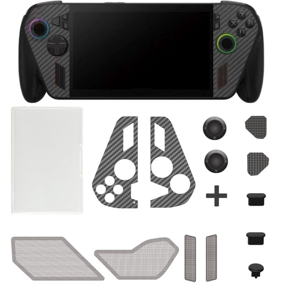 14 In 1 Dustproof Set, Carbon Fiber Wrap Dust Protector Silicone Port Plugs Anti-Scratch Dust Cover Joystick Caps for ROG Xbox Ally/X Game Console Protection Accessories