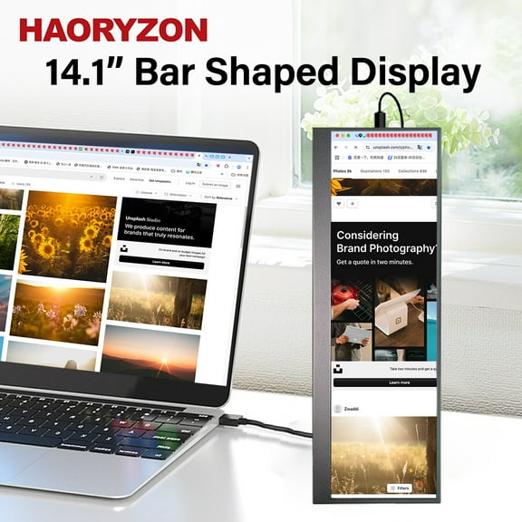 14.1 Inch LCD Banner Screen Secondary Screen FHD 1920X515 IPS Stretched Bar Display HDMI USB-C CPU GPU Health Speed Display for PC Laptop Windows