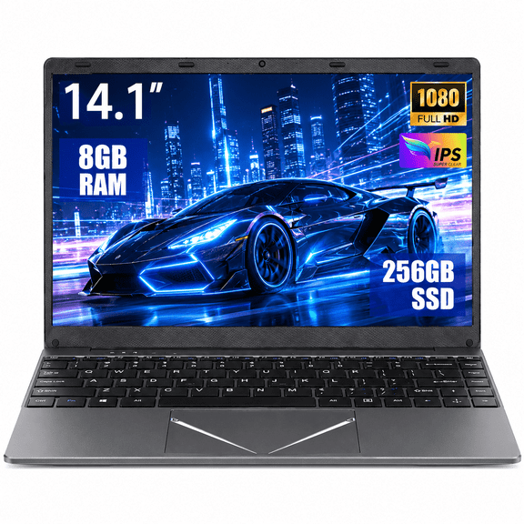 14.1" Laptop Computer, Intel Core i3 Processor, 8GB RAM, 256GB SSD, Full HD Display, Ultra Portable Notebook with WiFi, HDMI, Webcam for Business, Study and Home Use