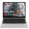 thumbnail image 1 of 14.1" Laptop Office 2024 Windows 11 Pro Notebook PC Computer 6GB RAM 192GB Storage Silver HD IPS Display Ultra Thin Intel Celeron, 1 of 5