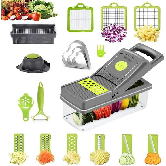 14 in 1 Mandoline Slicer Vegetable Cutter Chopper Multifunctional Veggie Chopper with Container, Onion Chopper, Chopper Vegetable Cutter with 8 Blades