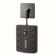 thumbnail image 1 of 14 in 1 Multi-function Power Strip Surge Protector with 8 Outlets,4 USB and 2 USB C Ports,Extension Cord,Flat Plug,Wall Mount,Overload Protection Desk USB Charging Station for Home,Office(Black), 1 of 2